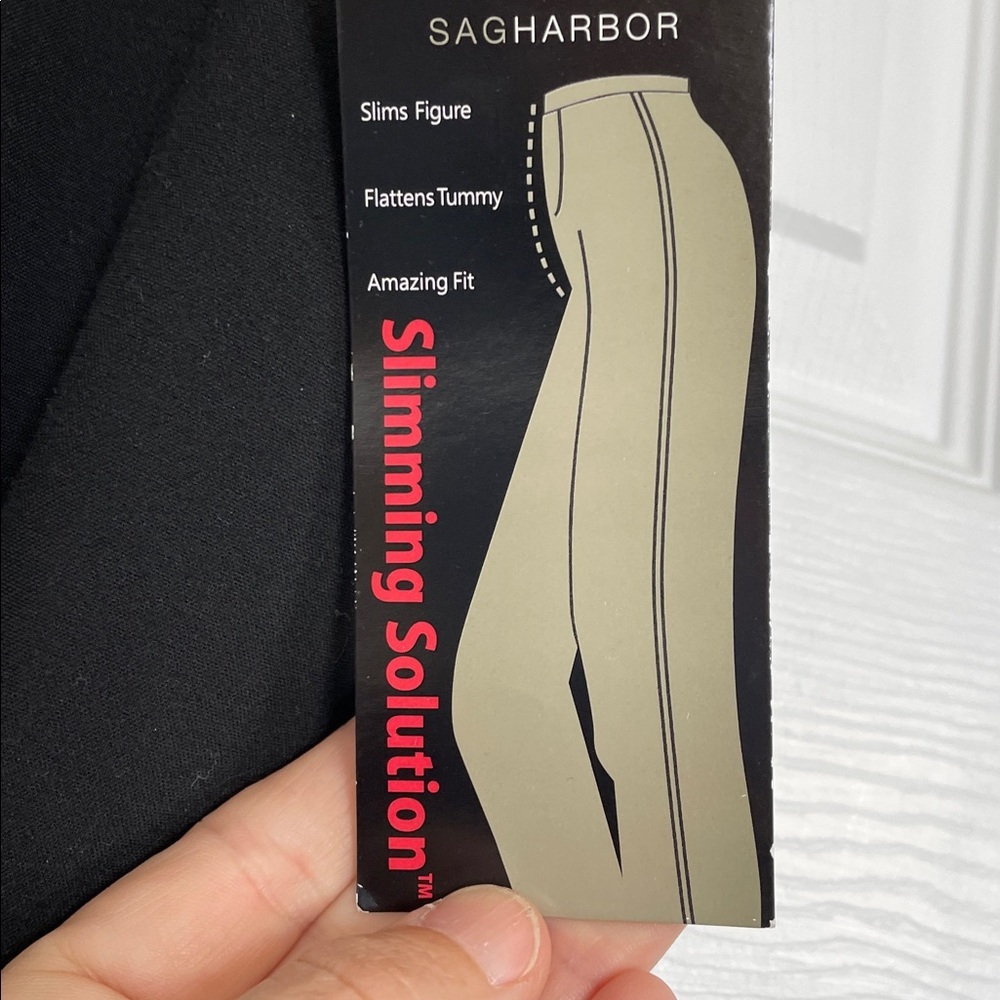 Sag Harbor Slimming Solution Stretch 16P Black straight leg Pants flat front - Picture 4 of 10